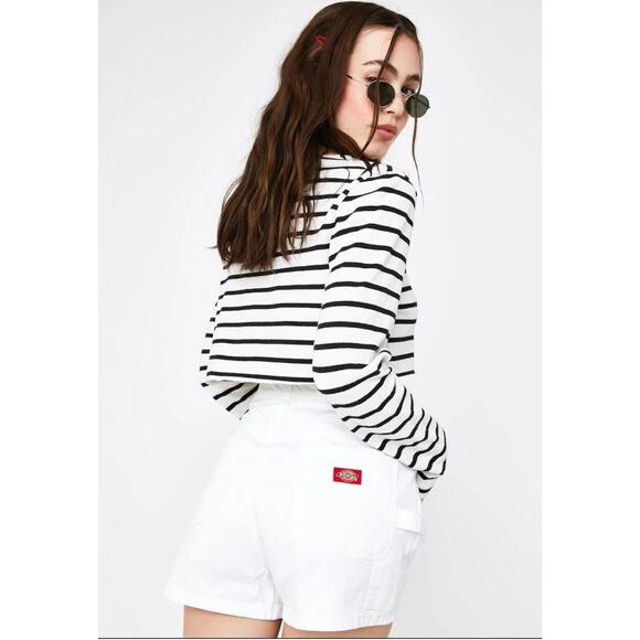 Women's Dickies White High Rise Carpenter Workwear Utility Shorts size 32 - Picture 1 of 6